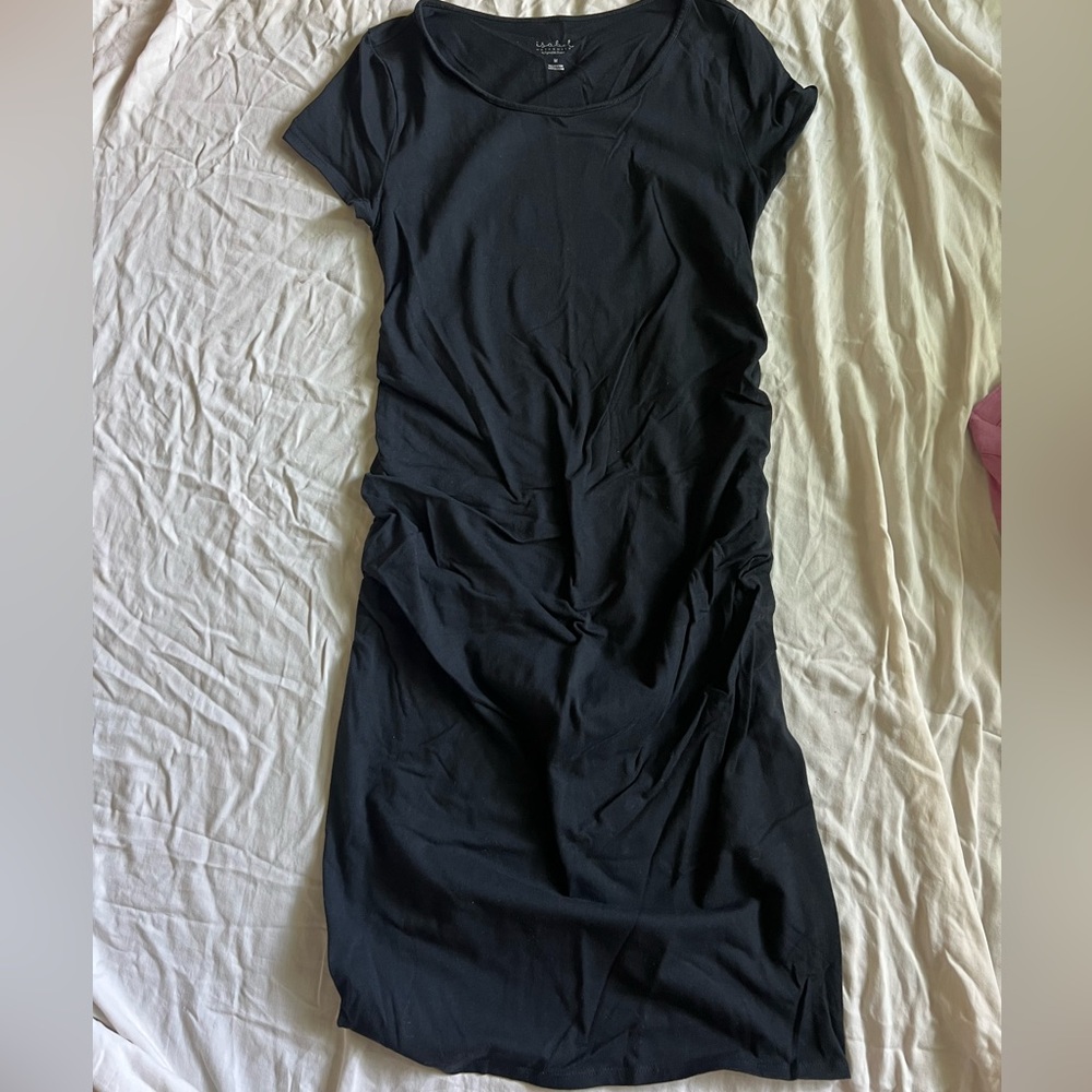 Isabel Maternity form fitting and stretchy black dress. Size medium